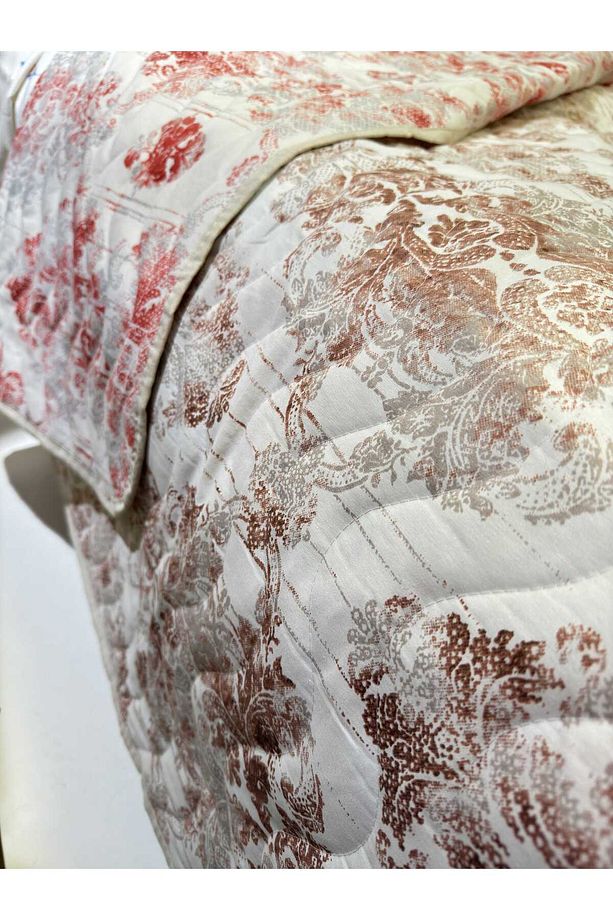 Pamuklu Tek Kişilik Çift Taraflı Damask Desenli Kapitone Çok Amaçlı Örtü 160x230 Cm. - 8