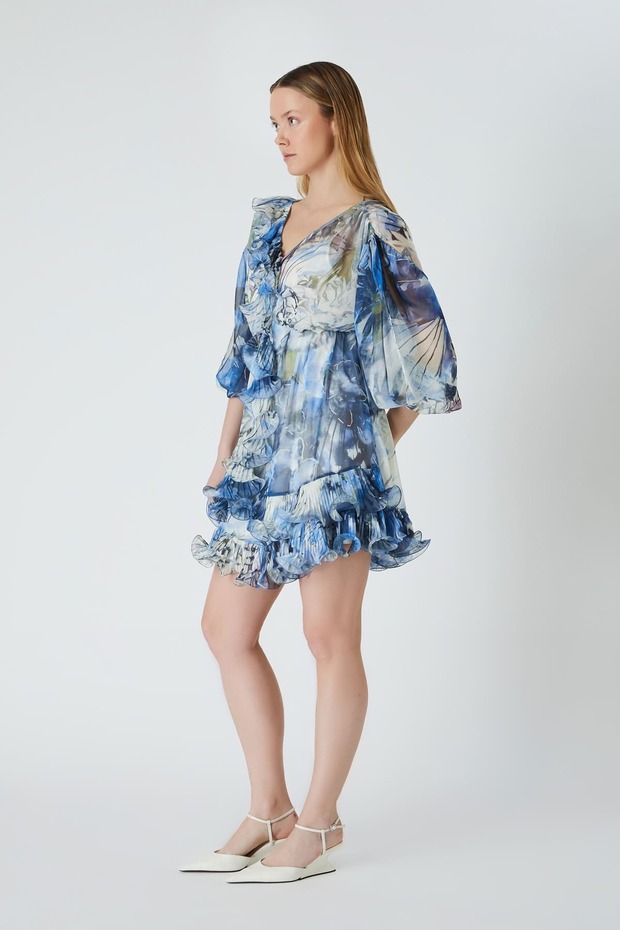 Fırfırlı şifon elbise - 2