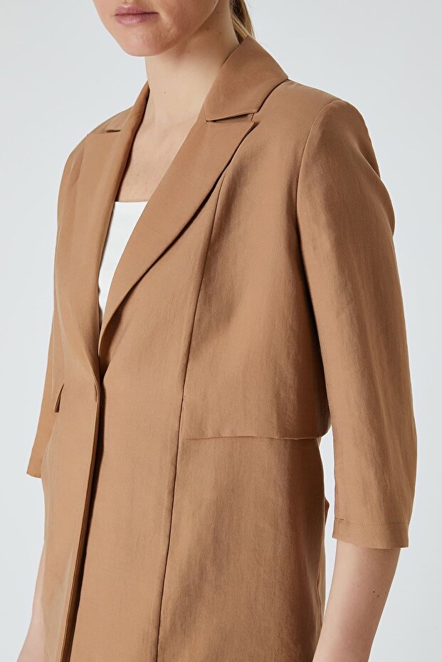 Tek düğmeli blazer ceket - 4