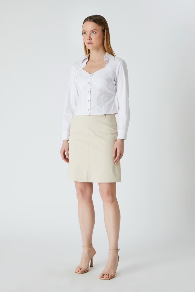 Beyaz poplin gömlek - 2