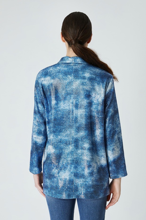 Kontrast payetli blazer ceket - 3