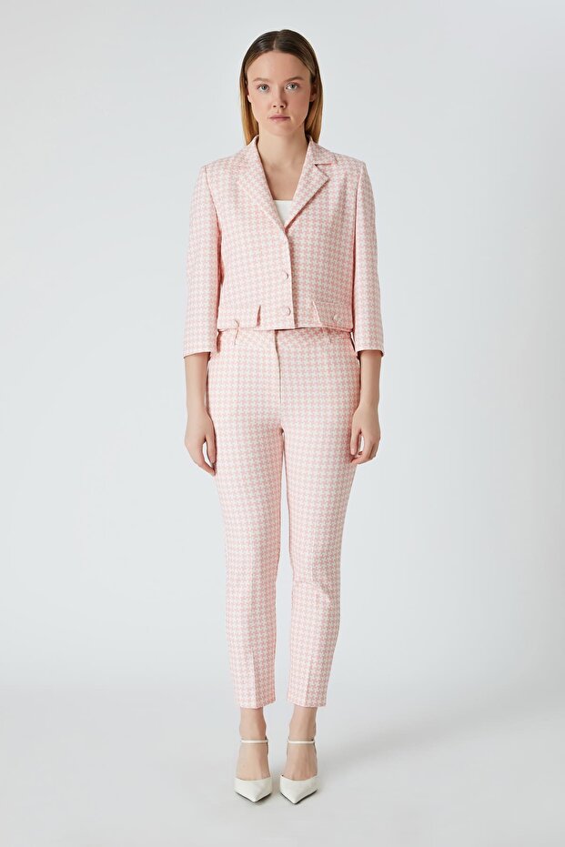 Houndstooth patterned fit pants - 1