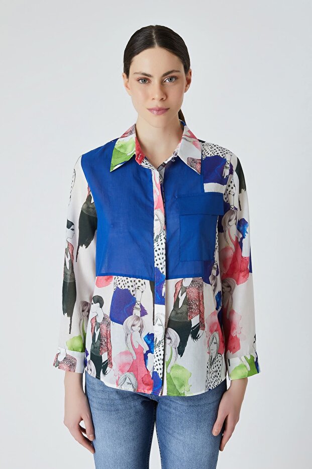 Soyut desenli gömlek - 1