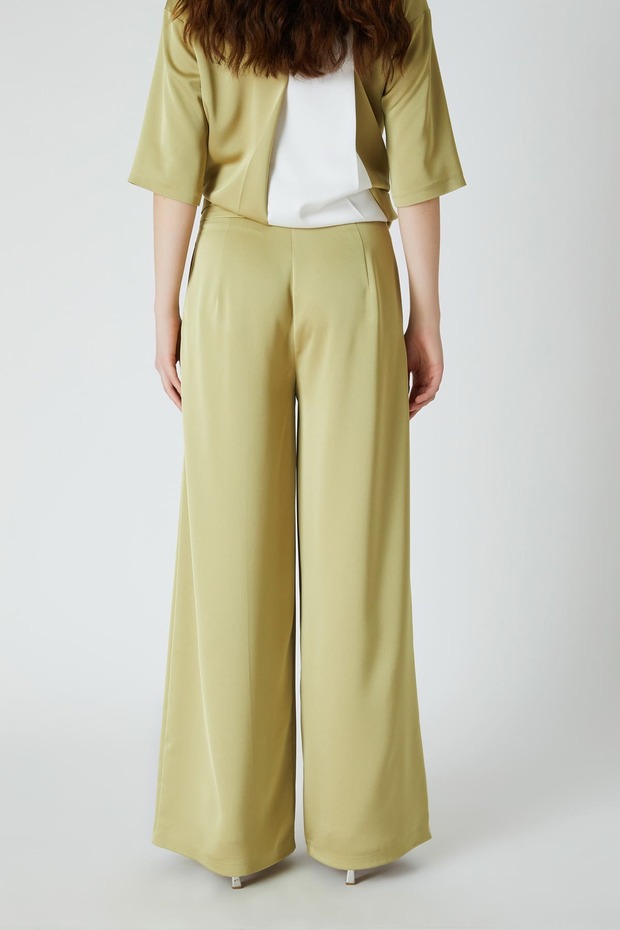 Geniş paça dökümlü pantolon - 4