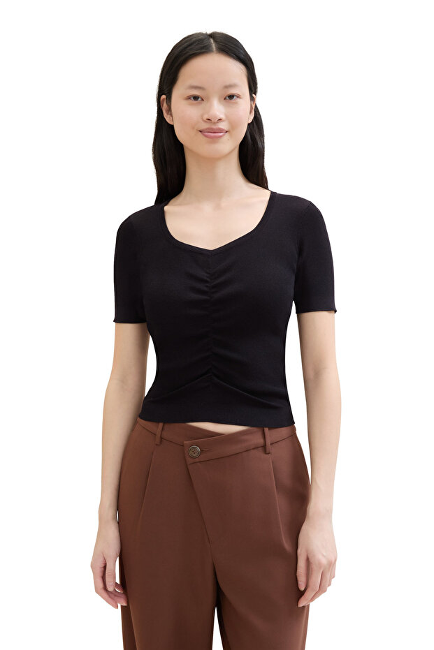 knit tee with rouching - 4