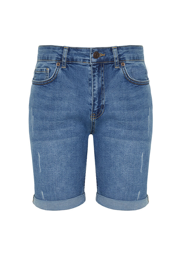 Mavi Slim Fit Tırmık Destroylu Denim Kot Şort TMNSS21SR0727 - 6
