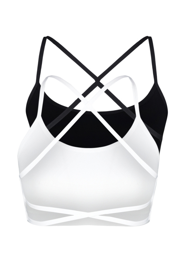 Siyah-Beyaz 2'li Seamless/Dikişiz Balensiz Kapsız Bralette Askılı Dekolte Sütyeni THMSS24SU00062 - 12