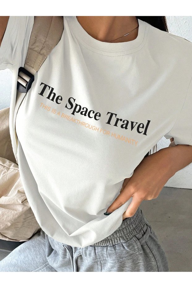 Women's White The Space Oversize T-Shirt