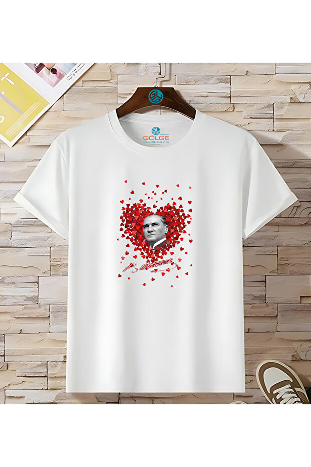 Ataturk Hearts Chest Printed Oversize Unisex T-Shirt