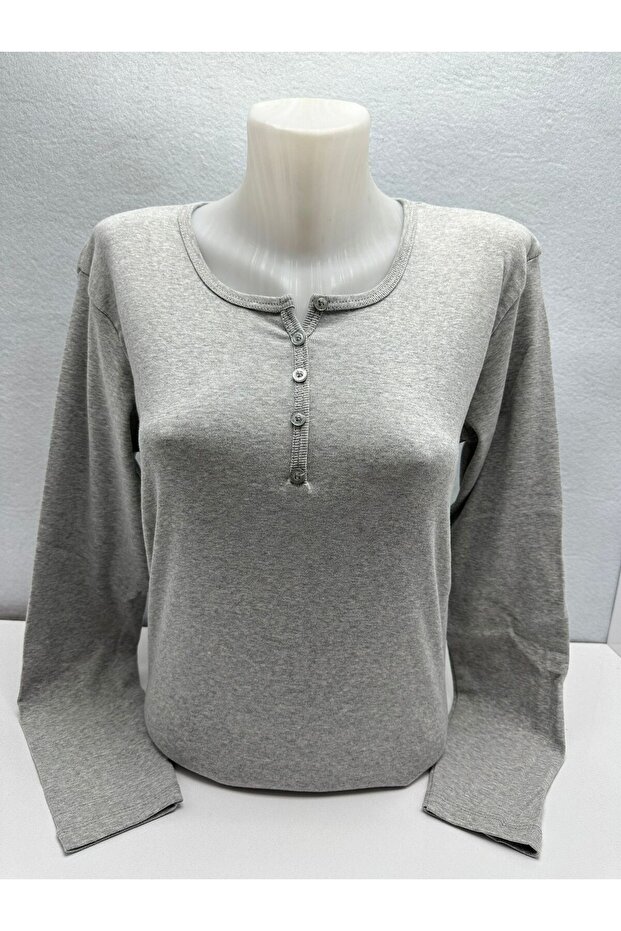 COTTON RIBANA COTTON COTTON WITH CUTTON SOLID COLOR NORMAL MOLD BUTTONED LYCRIA COTTON RIBANA COTTON WOMEN'S COMBED BLUZ
