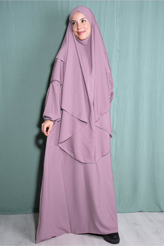 Medina Silk Hira Dress Shawl Set Powder
