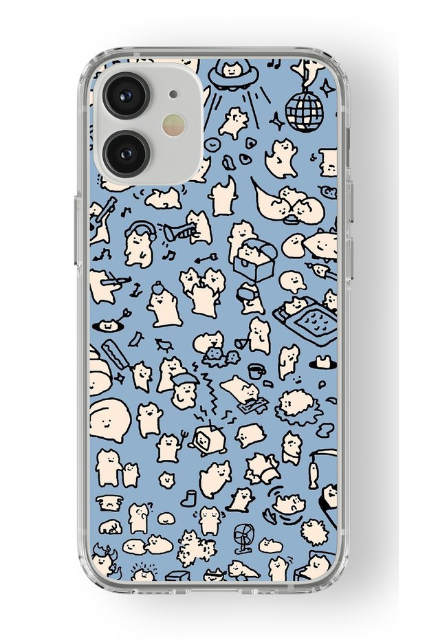 حافظة شفافة مطبوعة بتصميم قطة فنية متوافقة مع هاتف iPhone 12 Mini
