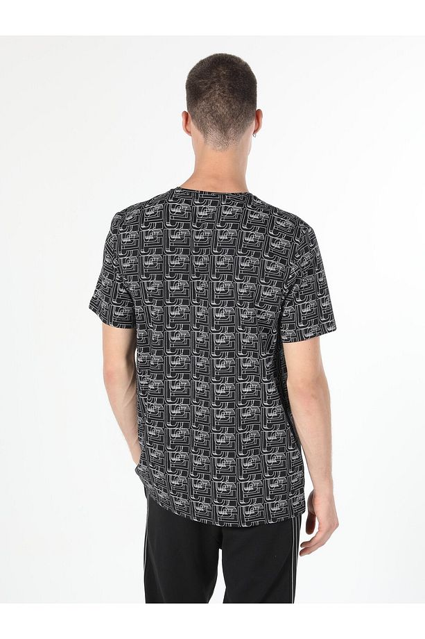 Regular Fit Bisiklet Yaka Baskılı Siyah Erkek Kısa Kol Tişört Cl1059972 - 2