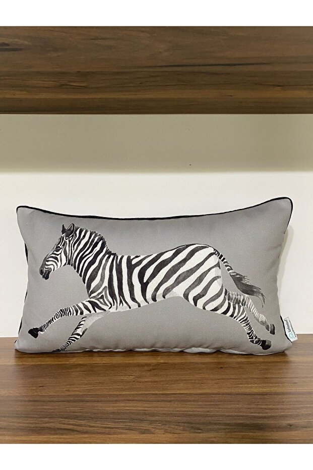 Zebra Group Digital Printed Double-Sided Patterned Throw Pillow Cover with Piping Edges