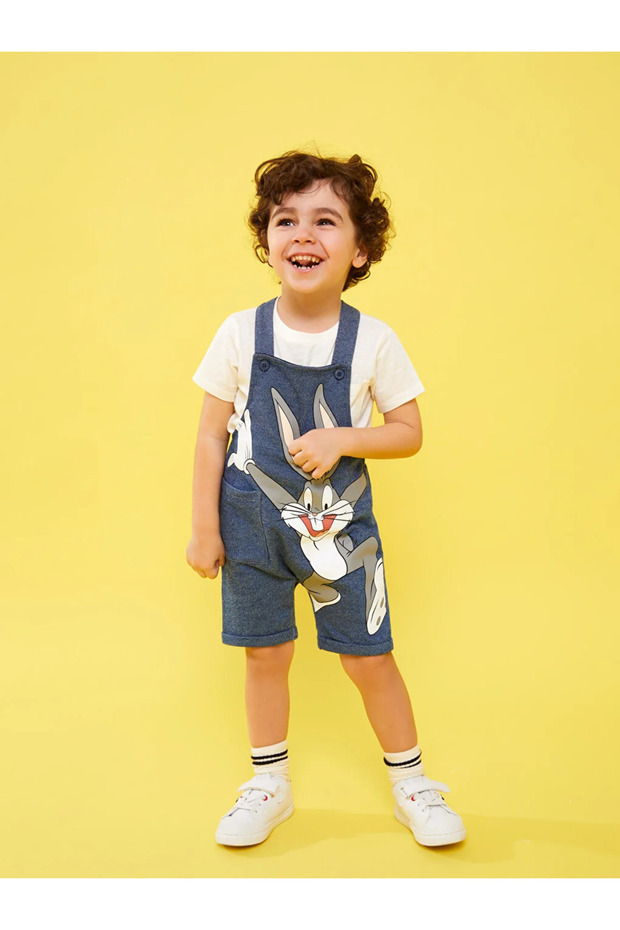 Bugs Bunny Baskılı Erkek Bebek Salopet - 1
