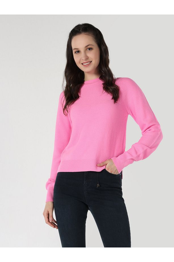 Regular Fit Basic Pembe Kadın Triko Kazak Cl1061974 - 6