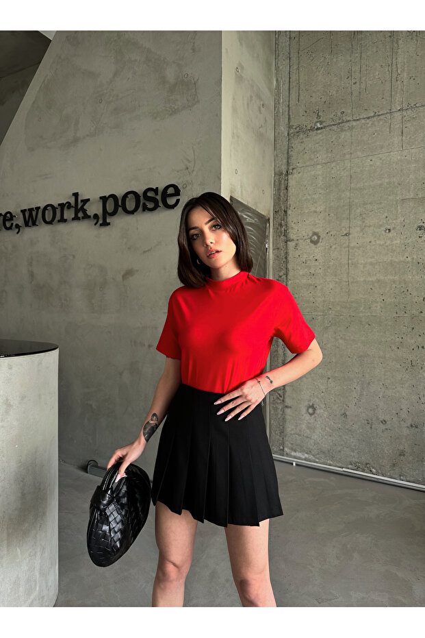 Red Stand Collar 2 Pack Basic πλεκτό μπλουζάκι - 6