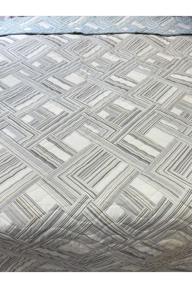 Pamuklu Tek Kişilik Çift Taraflı Fayans Desenli Kapitone Çok Amaçlı Örtü 160x230 Cm. - 7