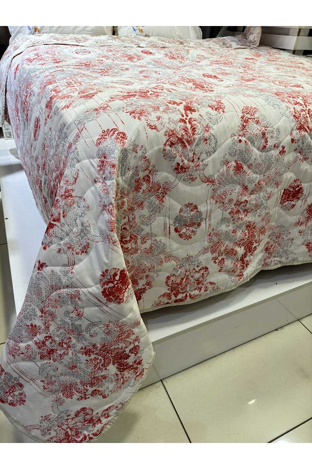 Pamuklu Tek Kişilik Çift Taraflı Damask Desenli Kapitone Çok Amaçlı Örtü 160x230 Cm. - 1