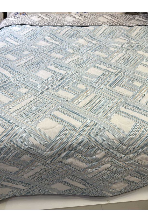 Pamuklu Tek Kişilik Çift Taraflı Fayans Desenli Kapitone Çok Amaçlı Örtü 160x230 Cm. - 3