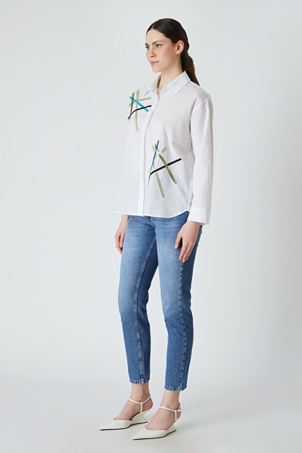 Nakışlı vual gömlek - 4