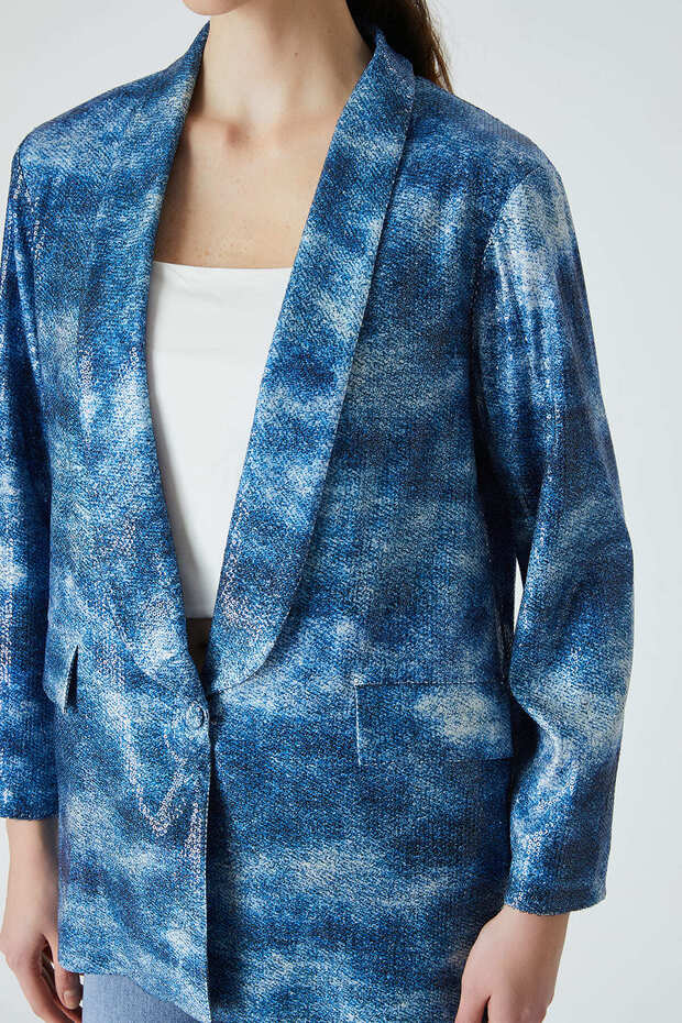 Kontrast payetli blazer ceket - 4