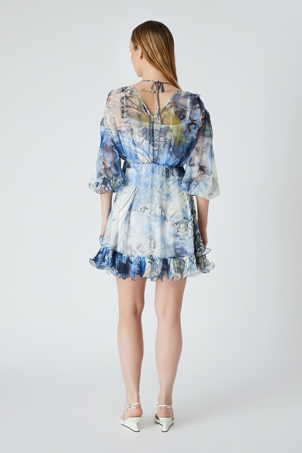 Fırfırlı şifon elbise - 5