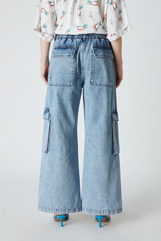 Mavi denim kargo pantolon - 2