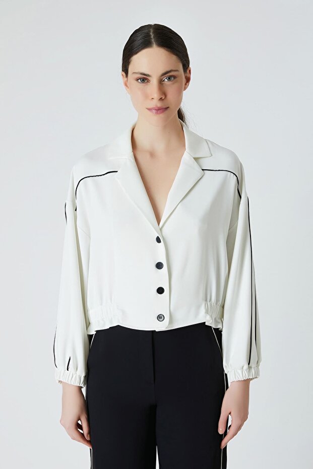 Kontrast biyeli gömlek - 1