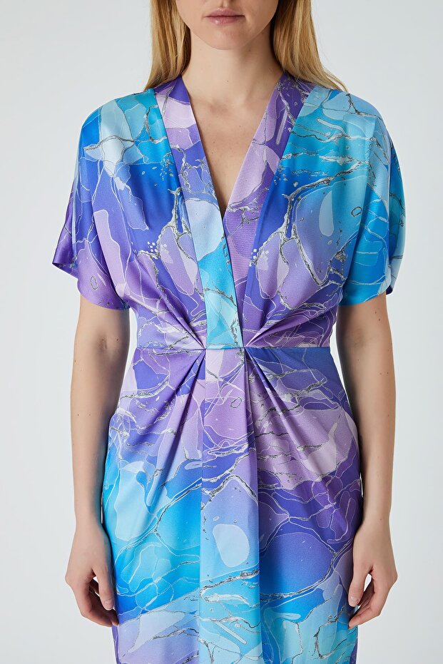 Soyut desenli elbise - 4