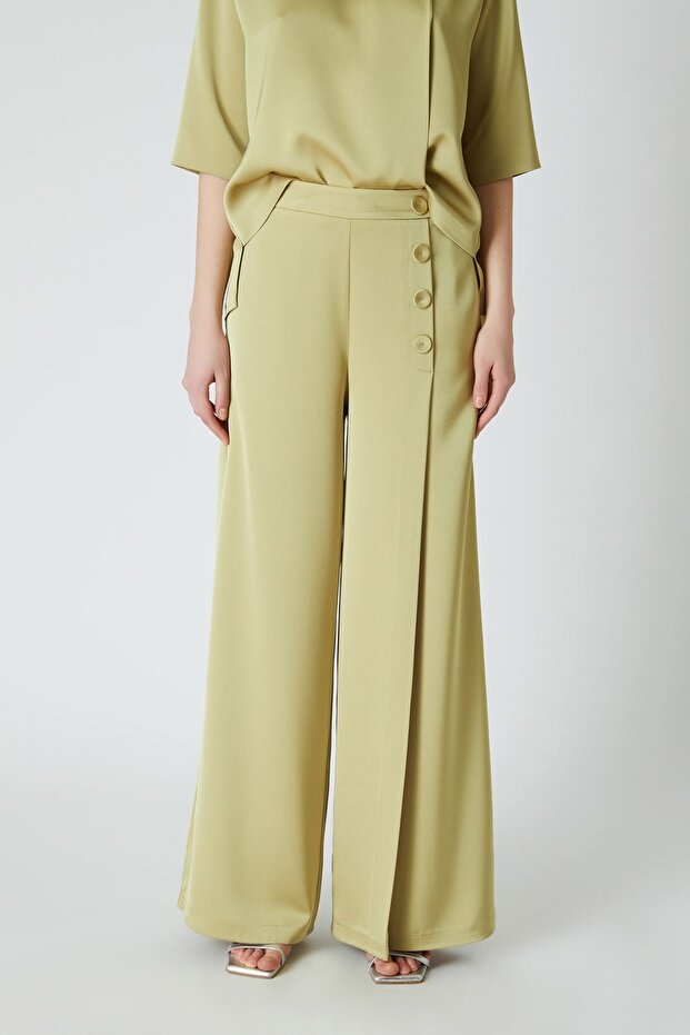 Geniş paça dökümlü pantolon - 3