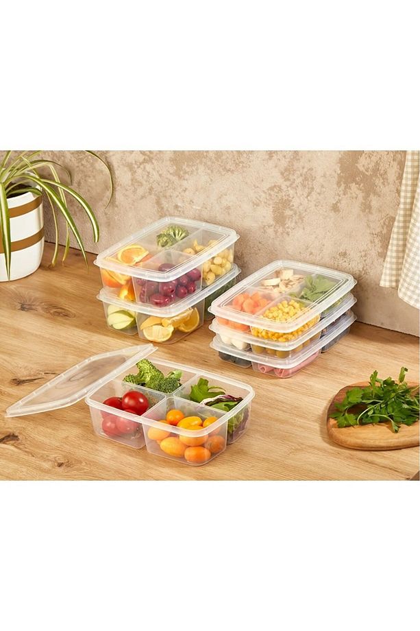 1 Adet 1 Kg 4 Bölmeli  Öğünlük Kahvaltılık Piknik Saklama Kutusu Beslenme Kutusu - 4