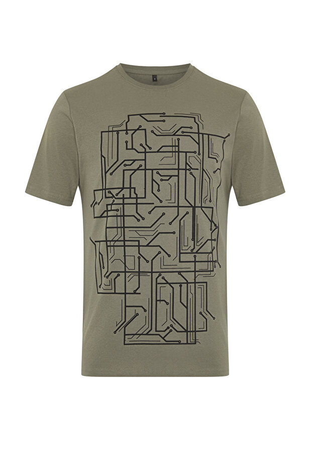 Haki Slim/Dar Kesim Baskılı %100 Pamuklu Baskılı T-Shirt TMNSS20TS0088 - 6