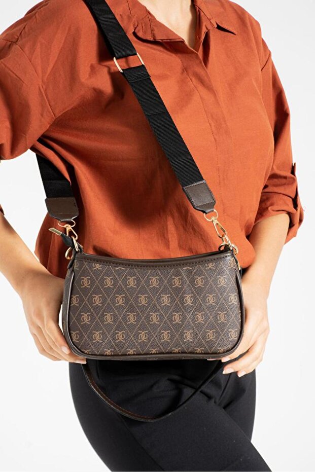 حقيبة كروس أنيقة منقوشة بحزام متقاطع قابل للتعديل - 3