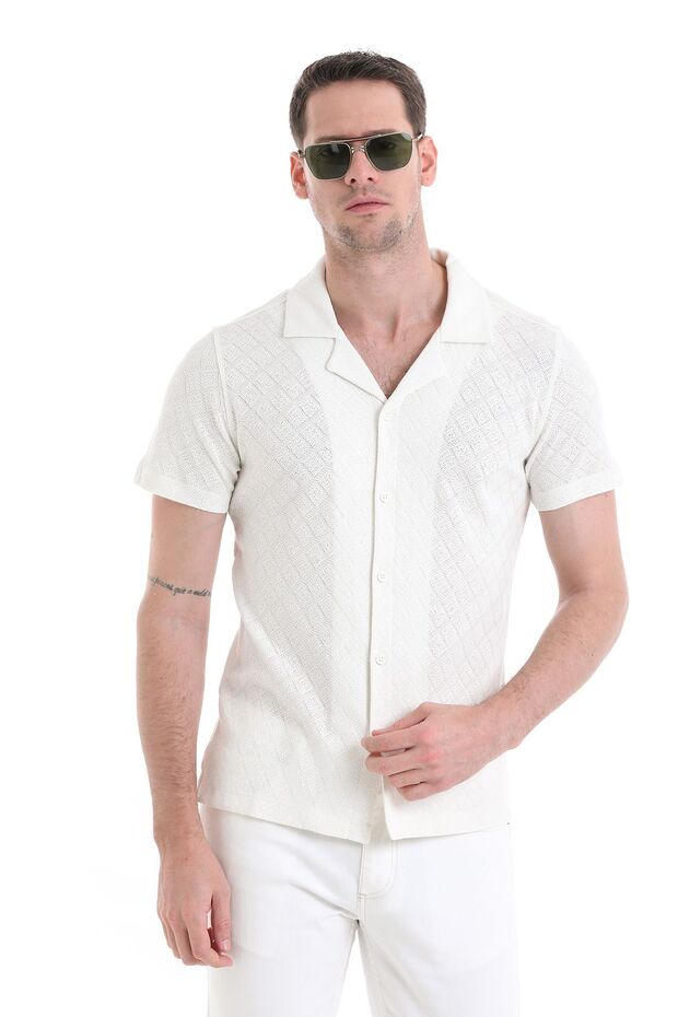 White Regular Fit Plain 100% Cotton Polo Neck T-Shirt