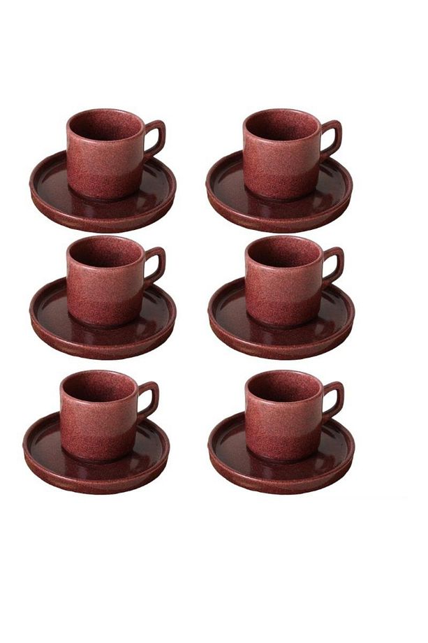 Stackable Çay Fincanı 12 Parça 6 Kişilik Twinkli Kırmızı - 2