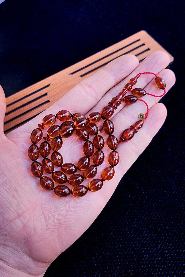 8X12 mm Tea Color Fatih Erbabacan Master Working Dice Amber Prayer Beads