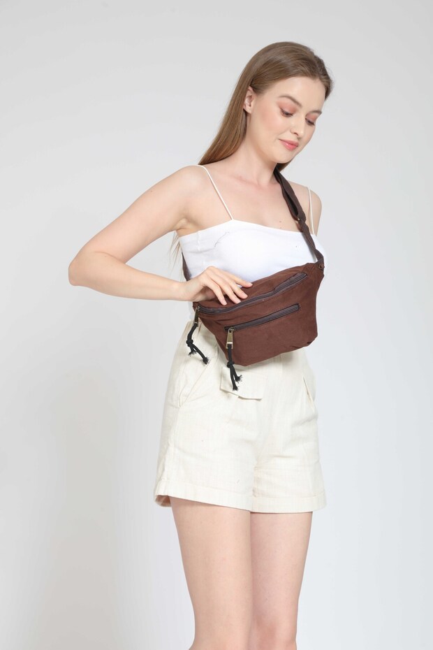 West Solid Color Waterproof Waist Bag Daily Travel Use Casual with Shoulder Strap