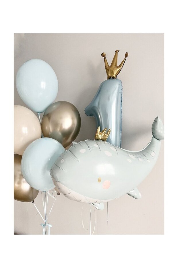 Cute Green Whale Foil Balloon 93x71cm Baby Shower Birthday Party Sea Animals 1st Birthday Set