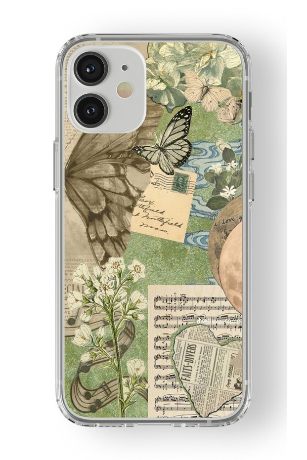 حافظة شفافة مطبوعة بتصميم ملصق أخضر متوافق مع هاتف iPhone 12 Mini