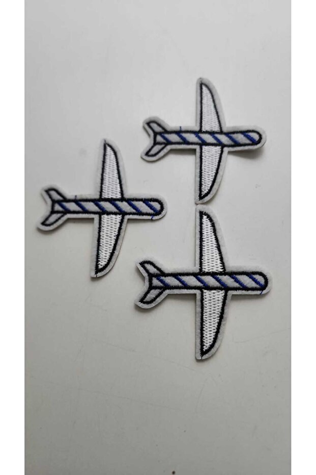 Width 5cm Length 5cm Embroidery Crafted Airplane Rigging Iron-on Adhesive or Sewable Patch 3 Pieces
