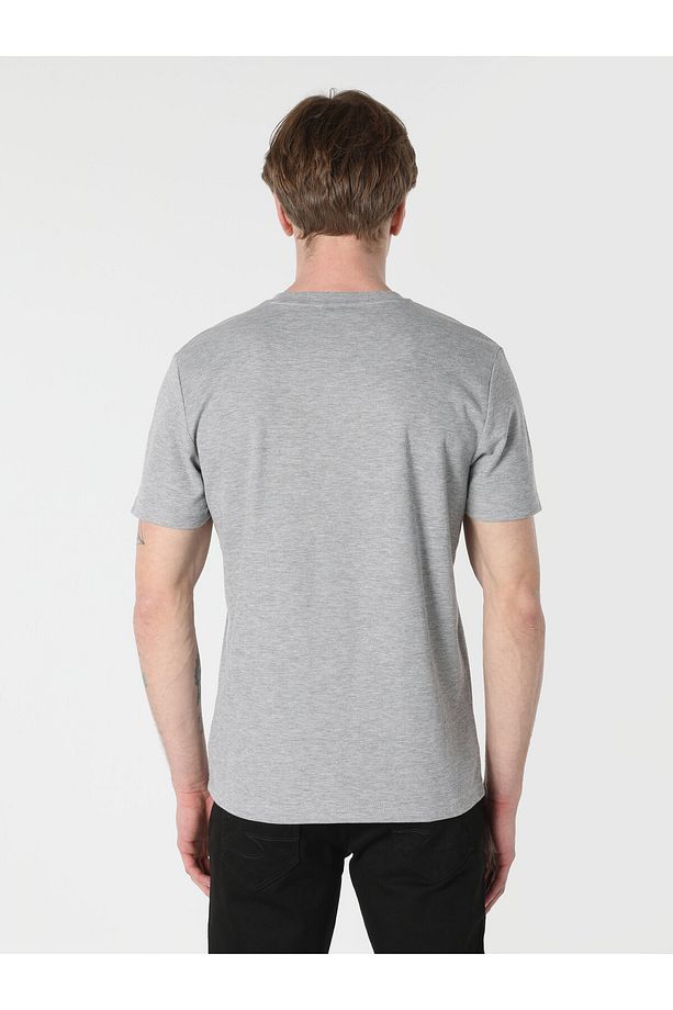 Regular Fit Bisiklet Yaka Basic Gri Erkek Kısa Kol Tişört Cl1062813 - 2