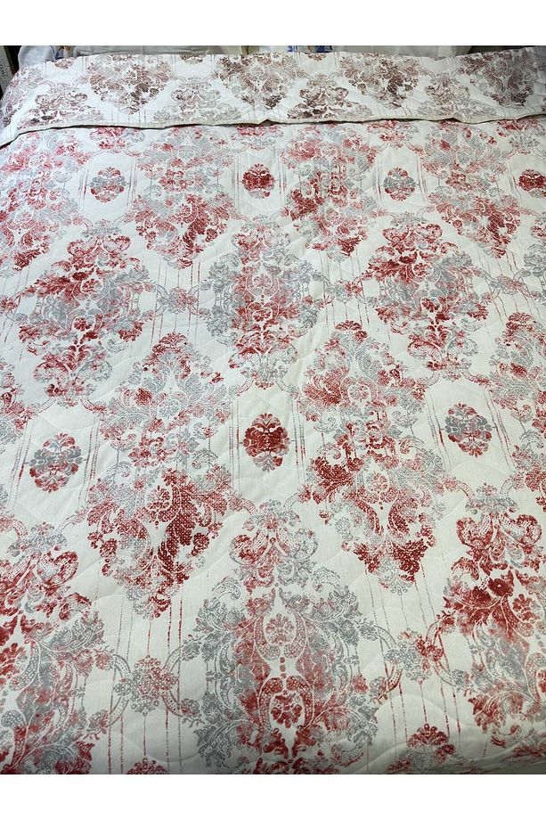 Pamuklu Tek Kişilik Çift Taraflı Damask Desenli Kapitone Çok Amaçlı Örtü 160x230 Cm. - 3
