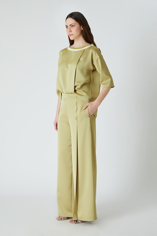 Geniş paça dökümlü pantolon - 2