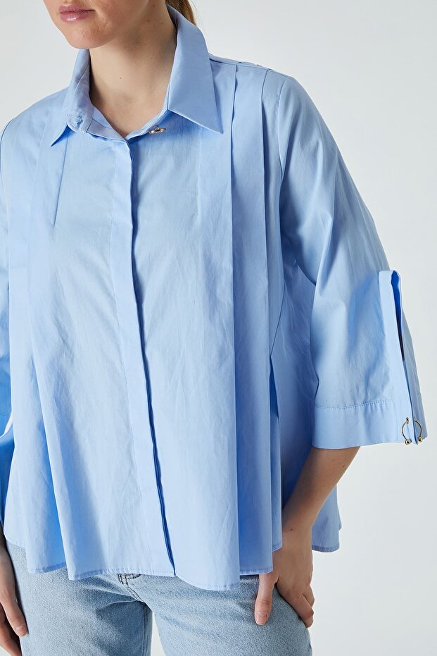 Pileli poplin gömlek - 2