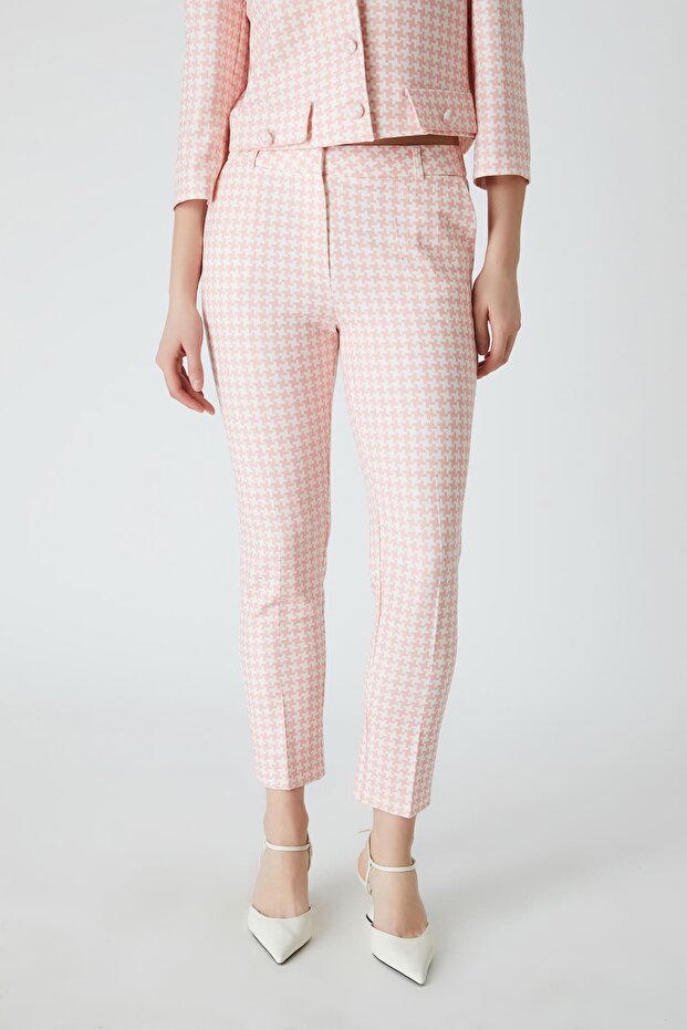 Houndstooth patterned fit pants - 2
