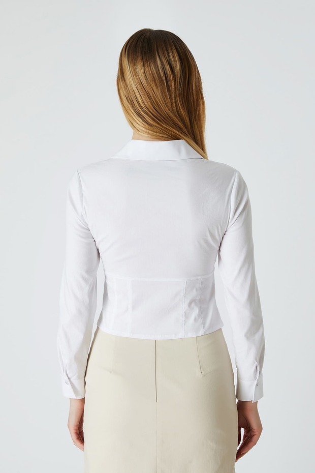 Beyaz poplin gömlek - 4