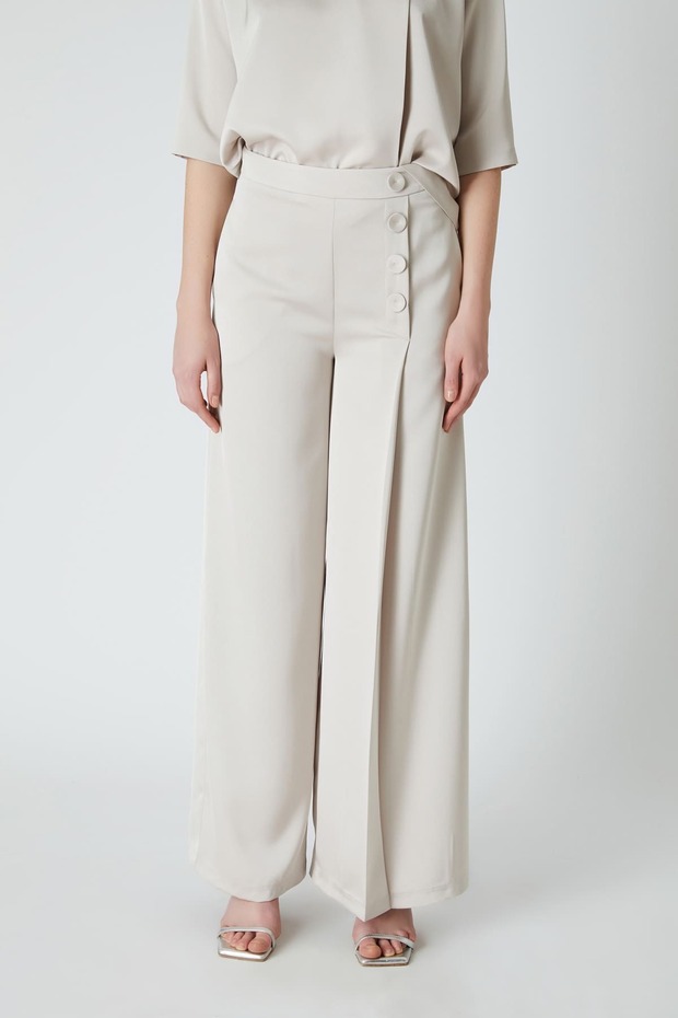 Geniş paça dökümlü pantolon - 4