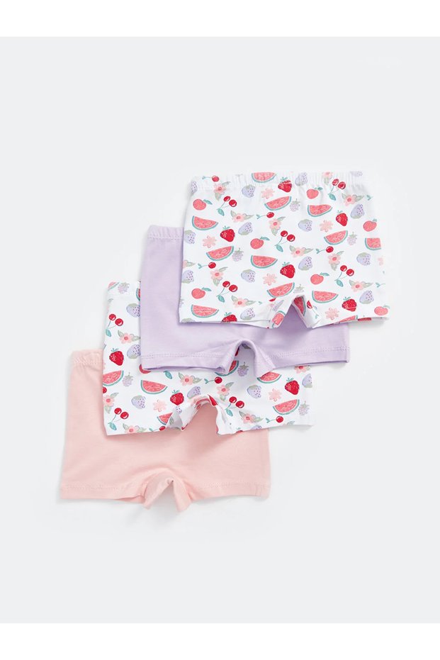 LCW baby Elastic Waist Printed Baby Girl Boxer Pack of 4