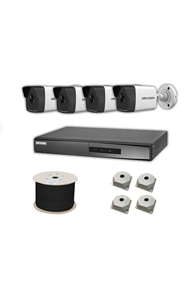 4mp Mikrofonlu 4 Kameralı Tak Çalıştır Hazır IP Kamera Seti Hard Disk Yoktur - 1